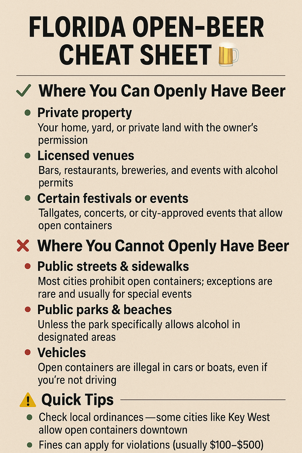 Florida Open-Beer Cheat Sheet 🍺