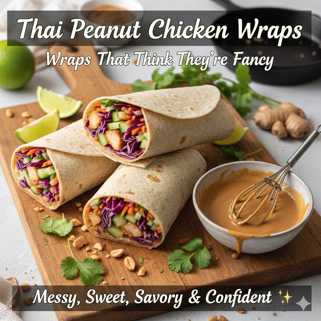 Thai Peanut Chicken Wraps (a.k.a. Wraps That Think They’re Fancy)