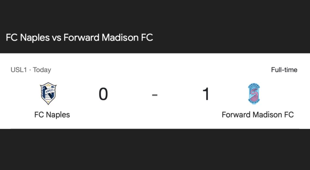 FC Naples 0–1 Forward Madison FC
